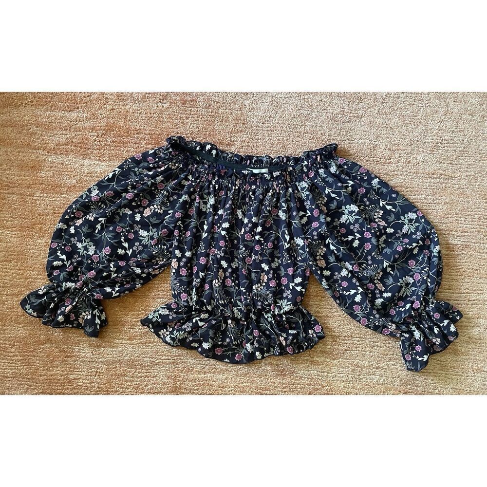 SAINTS & HEARTS FLORAL PRINT PUFF SLEEVES PEASANT BLOUSE USA Size S - Picture 5 of 7